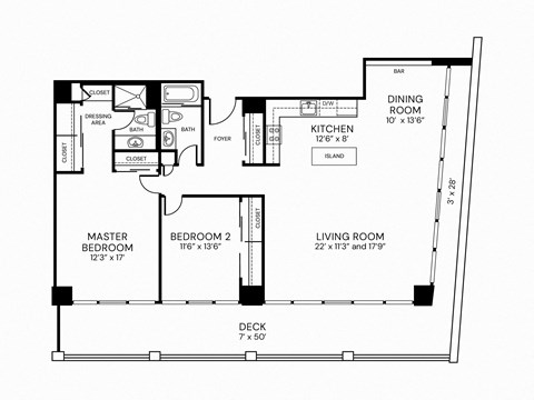 a floor plan of a house with bedrooms and a living room
